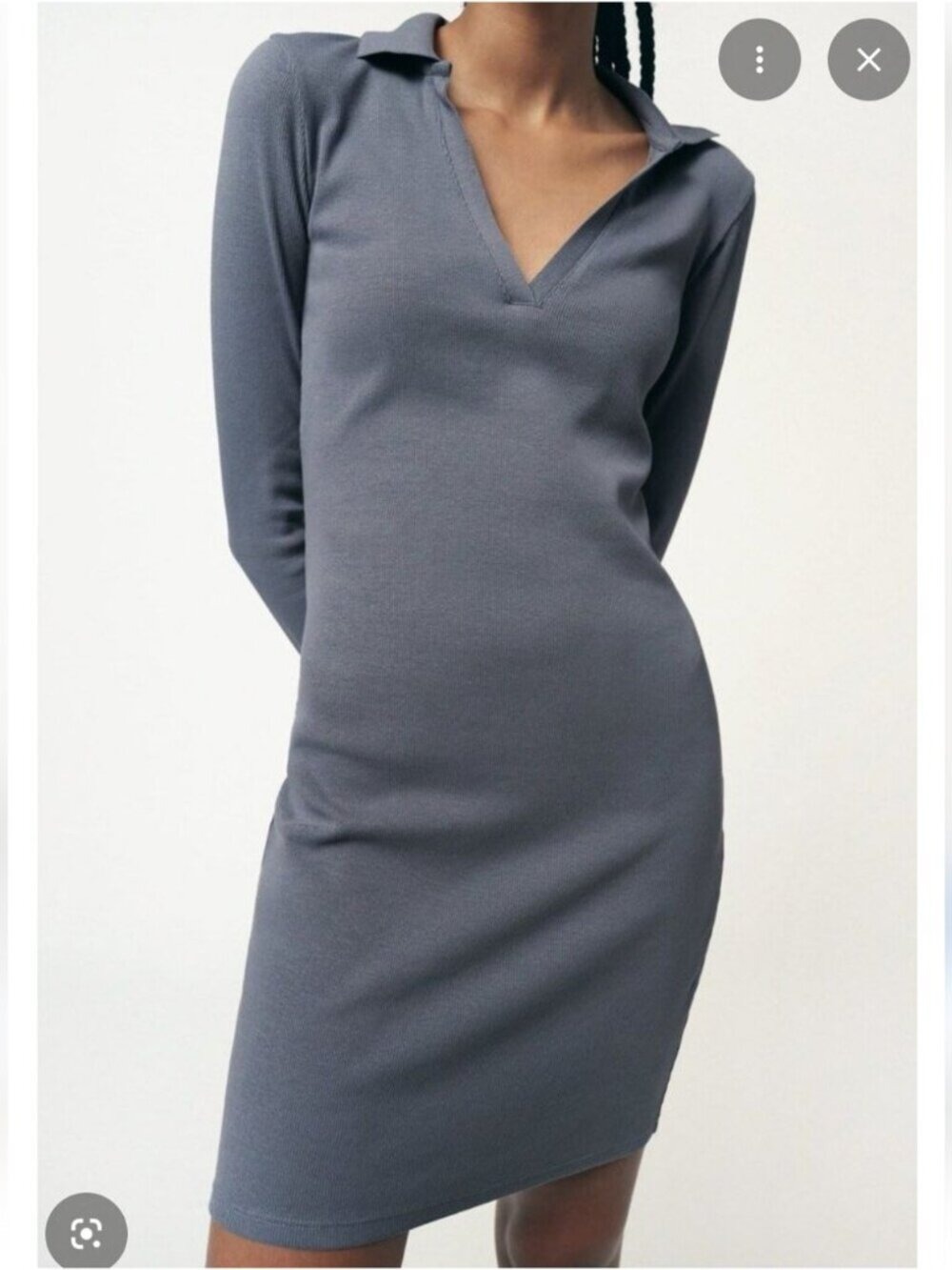 ZARA | polo bodycon mini dress Ribbed Blue Sz L
